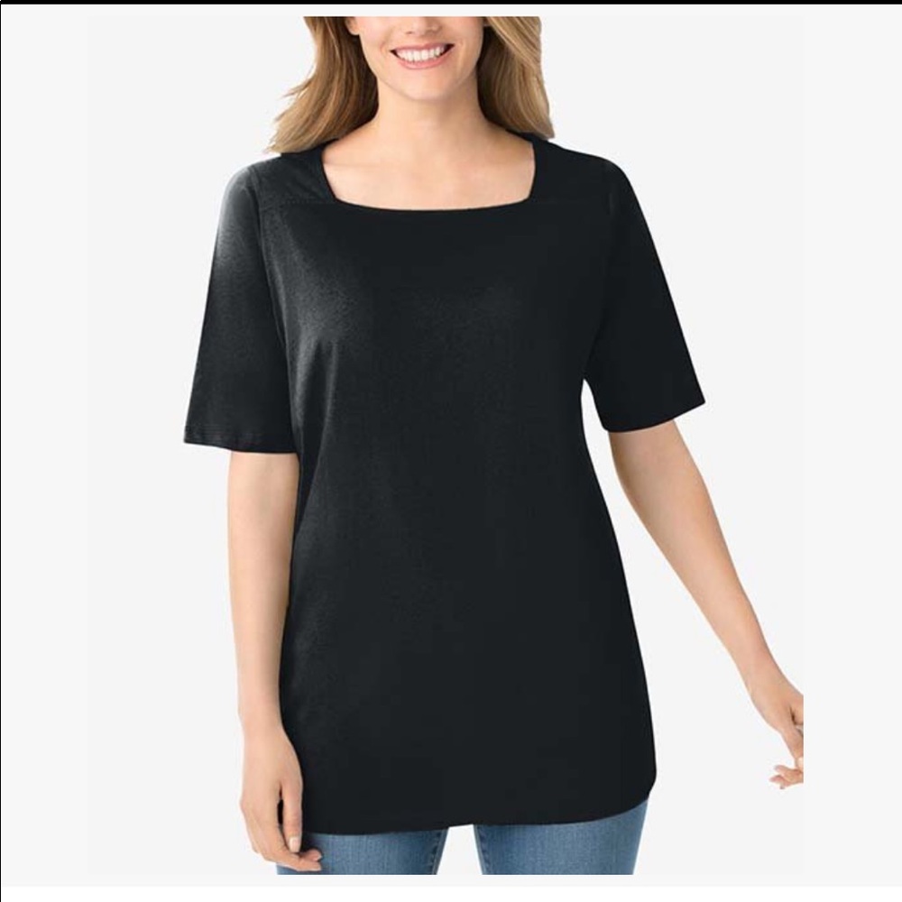 Black Square Neck Tee - Plus